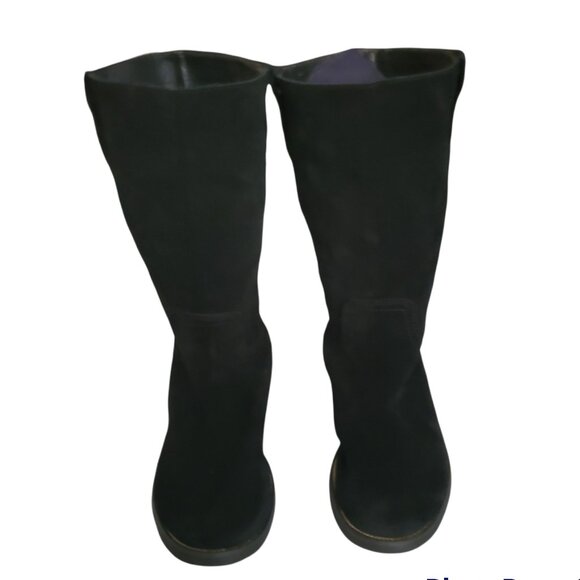 Women's Deni-20 Black Suede Leather Mid-Calf Low Block Heel Boots Size 6 1/2 - Picture 6 of 10